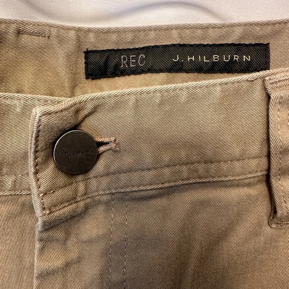 J Hilburn Tan Khaki Brushed Twill 5 Pocket Chino Pants Cotton Spandex Size 38-40